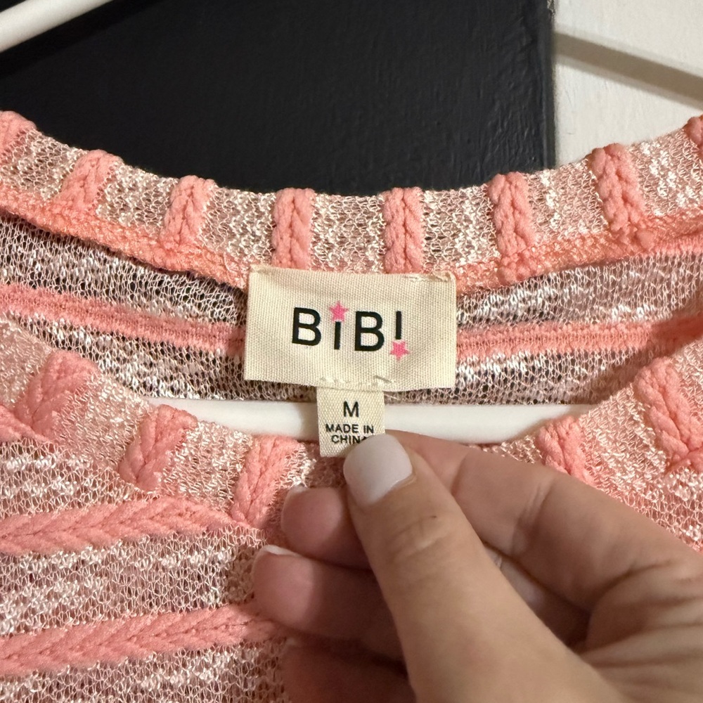 BiBi Pink and Cream Knit Sweater - Picture 3 of 4